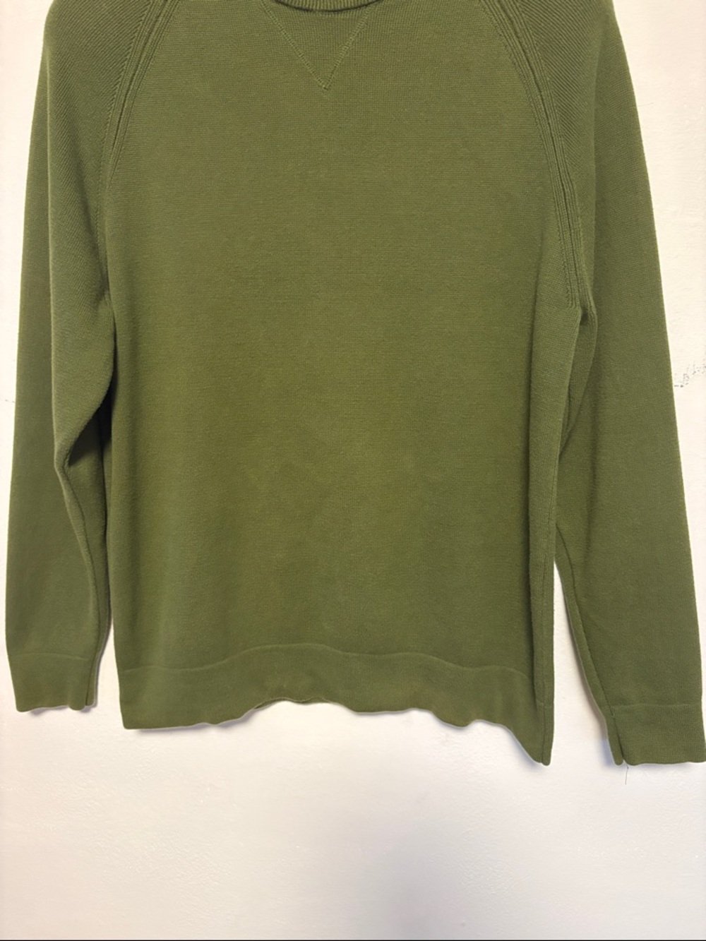 Zara Men's Olive Green Raglan Sleeve Knit Sweater - Picture 3 of 8